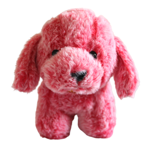 Soft and cuddly pink dog stuffed animal with a plush texture, ideal for girlfriend or wife