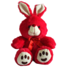 Furry red bunny stuffed toy with big eyes
