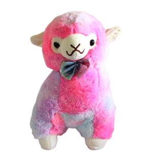 Fluffy purple llama plushie with floppy ears