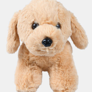 Soft and huggable light brown dog toy with realistic design