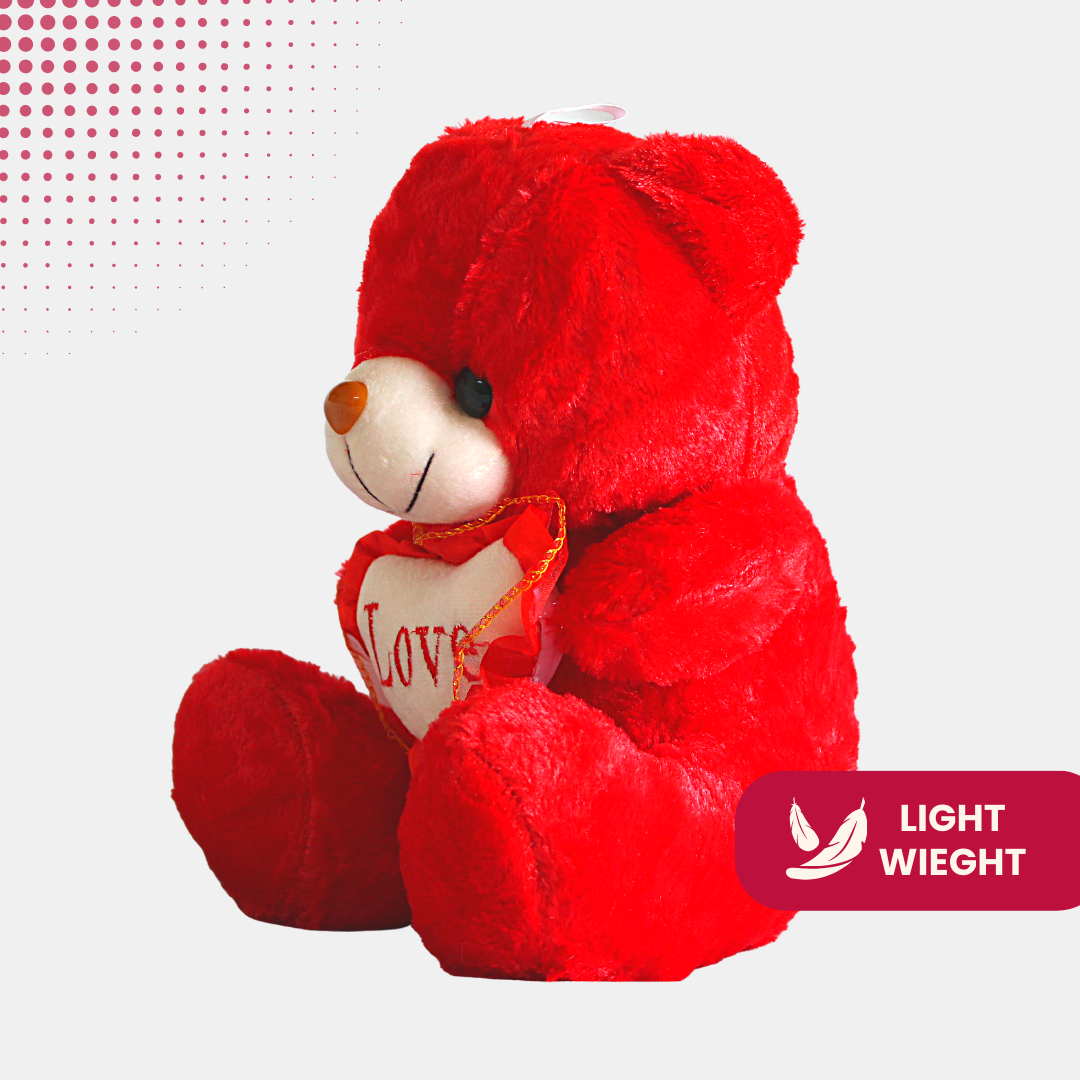 Red Teddy Bear with heart Soft Toy – 35 cm (RED) – Miniwhale